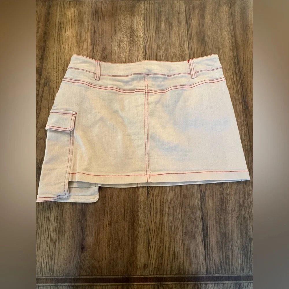 By.Dyln REVOLVE Skirt in cream bone with contrast stitching L Large